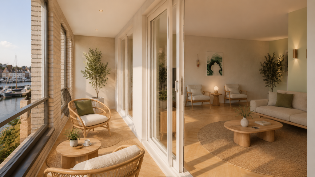 Serre-orangerie impressie aan voorzijde 4 woningen 1e verdieping